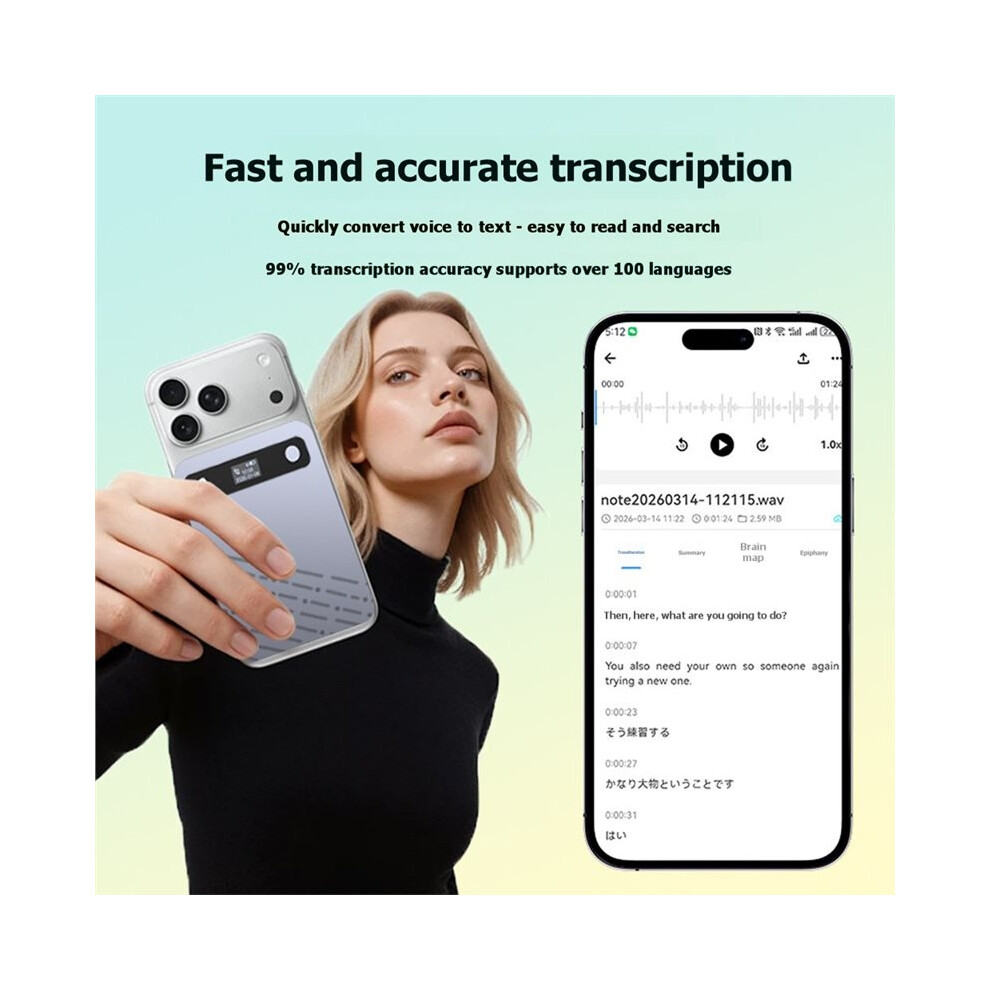 Chatgpt Ai Translator With Noise Reduction And Transcription Card-Style Meeting Records Magnetic 6031940176955