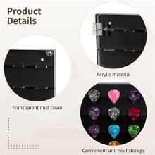 Acrylic Guitar Pick Display Case, 28 Slot Guitar Picks Case with Clear Lid, Guitar Pick Wall Mount Display Case