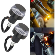 2 X Handlebar Turn Signals Yellow White Side for Light Bar End Indicator for ATV Electric Vehicle Scooter