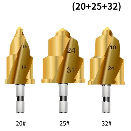 Stepped Drill Bit, Hexagon Shank Water Pipe Connection Tool 20/25/32mm,Full Open Process Hand Tool Wireless Drills 2