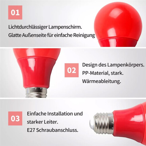 0.5W Darkroom Safe Light LED Bulb - E27 Socket Red Lamp for Film/Slide Processing with Analog Photography US Plug 2