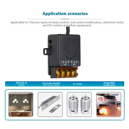 DC12V-48V Wireless Remote Control  30A Relay Receiver Controller 433MHz Transmitter for Garage Door/Light  B 1
