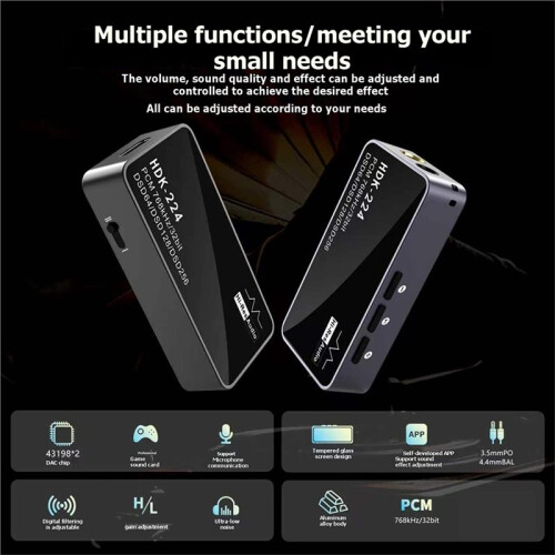 HDK-224 (HiFi Digital Audio Decoder) Tragbarer Typ-C DAC-Verstärker mit Kleinem Dongle, HiFi-Verlustfreier Audio-Decoder 2