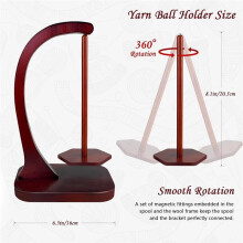 Yarn Holder for Crocheting and Knitting, Wooden Yarn Spinner with Magnetic Rotating Mechanism and Anti-Slip Pads, Gifts