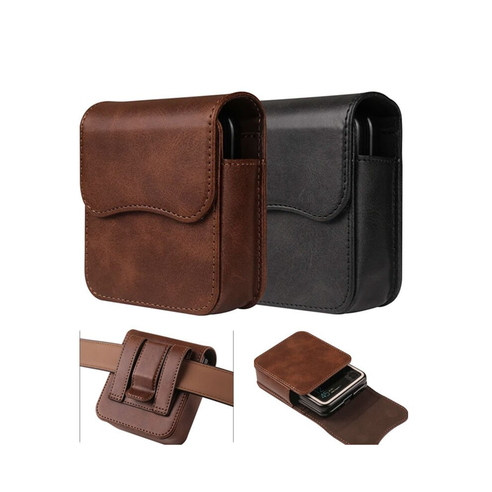 Belt Clip Holster Leather Pouch For Moto Razr 40/40Ultra For Z Flip 3 Flip4 Flip5 Flip6 Waist Bag Case Black 4713060498941