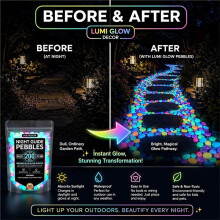 200pcs Powered Stones Waterproof Decorative Glowing Stones Night for Walkway Outdoor Colorful Glow (Not Real Pebble)
