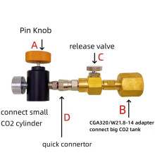 CO2-Nachfüllstationsadapter mit 8-mm-Schnellkupplung Vom Großen CO2-Tank W21.8-14 auf Den EU-Stecker Des TR21-3-Tanks