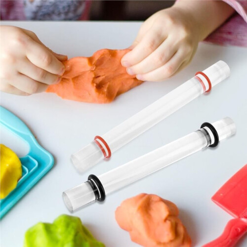 Polymer Clay Roller Tools,2Pcs Clay Rolling Pin,Acrylic Rolling Pin with Thickness Rings,for DIY 2