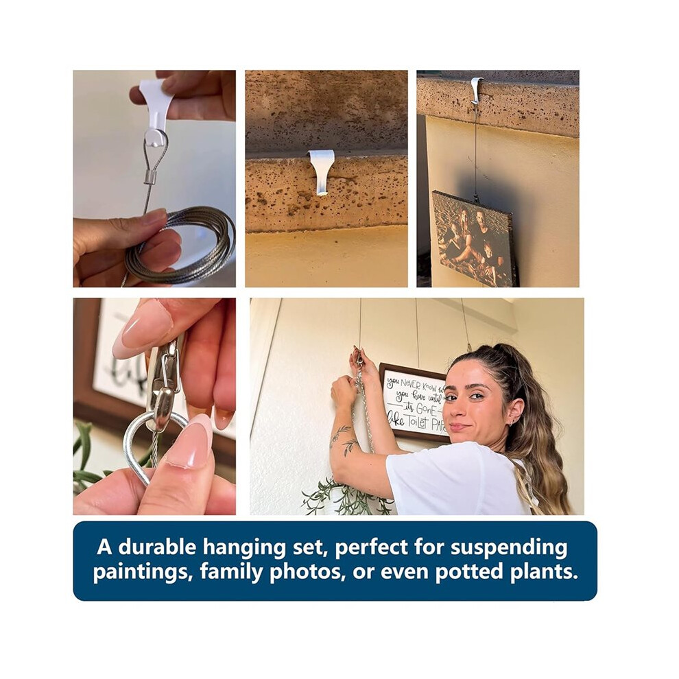 6Pcs Picture Hanging Kit - Picture Rail Hooks With 78 Inch Loop Cord And Adjustable Hooks 4713534801185