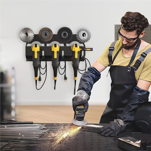 Angle Grinder Holder Wall Mount with Discs Hook Rack for Garage Workshop Storage 1