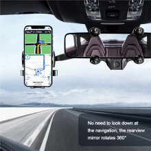 Car Rearview Mirror Phone Holder 360 Retractable Cell Phone Holder Clip Universal Adjustable Rotating Accessories, 1PC