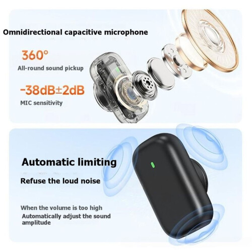 Microphone Cravate Sans Fil MC03 :  Micro-Cravate, Réduction Du Bruit, Idéal pour les Vlogs et les Diffusions en Direct 2