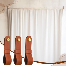6 Pcs Leather Curtain Rod Holders PU Leather Curtain Rod Bracket, Boho Pole Hanger Hook for Towel Oar Home Wall Display