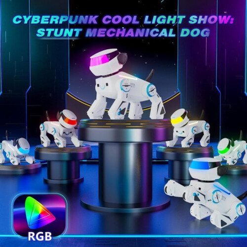 Interactive Bluetooth Robot Dog Toy with Multicolor LED Lights, Programmable STEM Learning Toy for Children 3+ Years 1