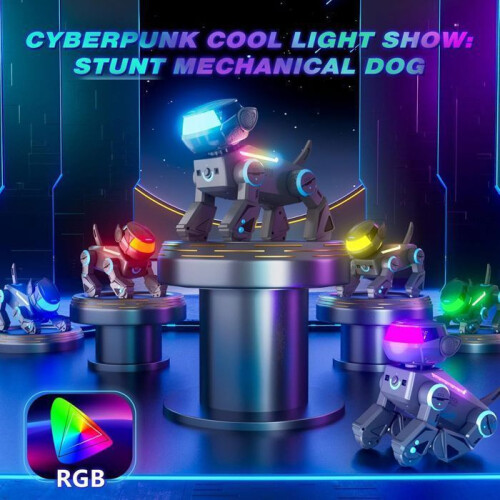Interactive Bluetooth Robot Dog with Multicolor LED Lights, Programmable STEM Smart Toy for Children Aged 3+, Gray 1