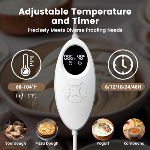 Folding Bread Proofing Box with 50-113Temp Control, Ideal for Sourdough, Bread Baking, Pizza, Yogurt, Kombucha US Plug
