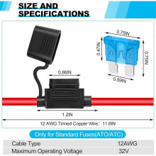 1set/4pcs 12AWG Inline Fuse Holder, Waterproof 12V Fuse Holders with 35 Standard Fuses,for Small and Medium-Sized Cars