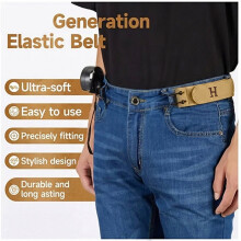 Unisex Buckleless Elastic Belt Hook Adjustable Comfortable Invisibility Waist Belt for Daily Carry Jeans Pants C