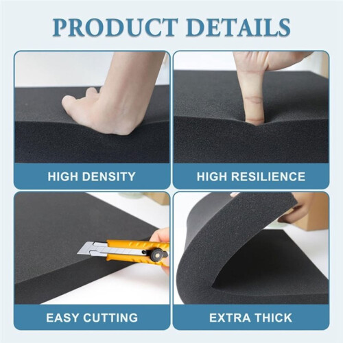 Polyethylene Foam Sheets, 4P 16 X 12 X 1 Inch Cuttable Tool Box Case Inserts, Black Cushion Packing Pads for Toolbox 2