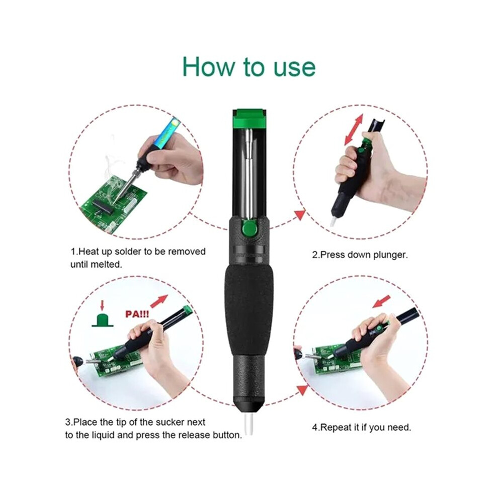 Manual Solder Sucker, High Temp Nylon Tip, Powerful Suction, Repair Tools For Electronics And Circuit Boards 4712045137165