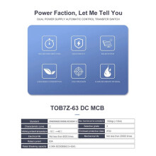 TOMZN TOB1Z-63 MCB 6kA 1P 125V Circuit Breaker 63A for Applications Such As Communications and Photovoltaic Systems