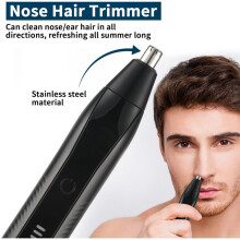 Aparador de Pelos Do Nariz e Rosto, Recarregável, Indolor, para Sobrancelhas, Orelhas, Barba e Contorno Do Cabelo, Ferramenta de Aparar em Metal.
