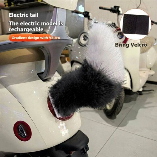 Fluffy Remote Control Electric Bicycle Tail Realistic Versatile Car Wagging Moving Tail Self-Adhesive Rechargeable 1