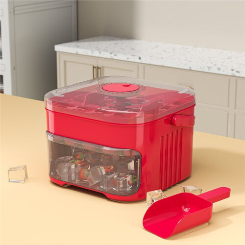 50- Ice Maker with Easy Press Cap Double Layer Ice  Maker Refrigerator Household Ice Storage Ice Box 2
