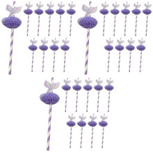 150Pièces Pailles Papier Violet Design Sirène