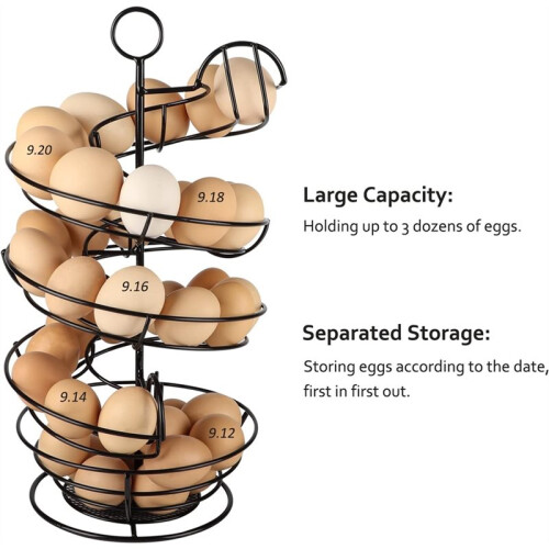 New Kitchen Egg Rack, Spiral Egg Basket Made of Iron for Practical Use, Egg Storage Rack, Household Sorting Rack Storage 2