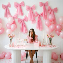 8 Pcs  Bow Decor,   Bow, 85x50cm Pre-Tied Bows Decor for Wedding Birthday Backdrop Bridal Shower