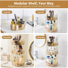 Rotating Dresser 3 Layer Lazy Tray Skin Care Perfume Dresser, Picture Color,Easy to Organize and Store