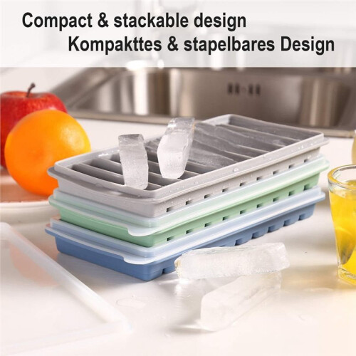 3 PCS Ice  Tray, Long Stick Tray Silicone with Lid, Rectangular Narrow Stick, Easy Release,for Juice Bottles,Parties 1