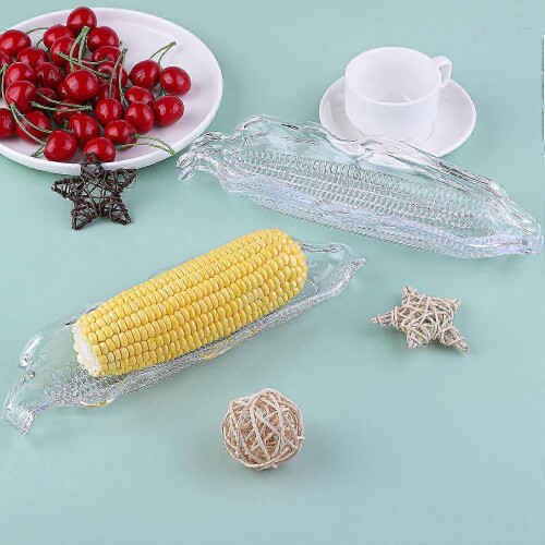 2025 3 Pack Corn Trays Plastic Corn Dishes Service Tray Transparent Cob Dinnerware for Butter Corn 1