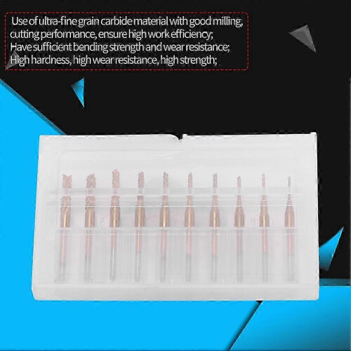 2025 10pcs Titanium Coated 0.8mm3.17mm End Mill Engraving Bits Rotary Cutter 1/8'' Shank 2