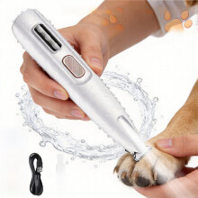 Elektrischer Tierhaartrimmer, Wasserdicht, Geräuscharm, für Gesicht, Füße, Ohren, Hüfte und Krallen, mit LED-Licht