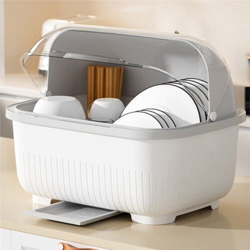 Large Kitchen Storage Rack, Dish Storage Box, Drainable Dish Rack, Tableware Organizer, Nordic Style, Plastic Material 2