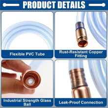 Shaker Siphon Hose 1/2" 10ft,Gas Siphon Pump for Gasoline/Fuel/Water Transfer,Safety Self Priming Hose (2 Pack)