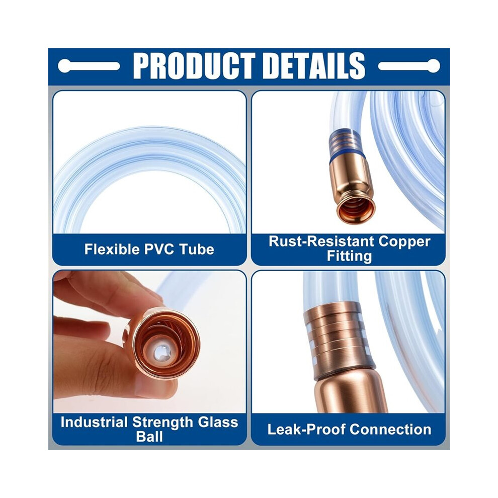 Shaker Siphon Hose 1/2" 10Ft,Gas Siphon Pump For Gasoline/Fuel/Water Transfer,Safety Self Priming Hose (2 Pack) 6032294287588