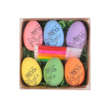 6 Pcs Easter DIY Hand-Painted Eggs 2024 Cartoon Eggs Children's Handmade Gift Easter Egg Painting Kit-A