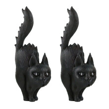 Halloween-Figuren, Bücherregal, Schreibtisch-Dekoration, Geister-Katzen-Statue Aus Kunstharz, Halloween-Horror-Atmosphäre, Dekoration, Schwarz