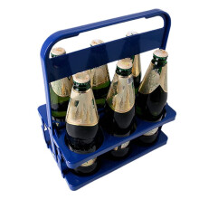 Suporte para Garrafa de Cerveja Dobrável com 6 Furos, Alça Portátil para Armazenamento de Vinho, Recipiente para Bebidas em Bar Azul