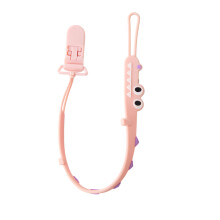 Baby Pacifier Clip Silicone Teether Pacifier Strap Baby-Pink A