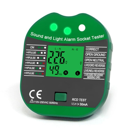 Digital Display Buzzing Socket Tester Voltage RCD Test  Detector Zero  Polarity Phase Check EU Plug with Screen