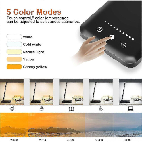 LED Desk Lamp, Dimmable Table Lamps , Support Mobile Phone Wireless ChargingTouch Control Eye Prote 2