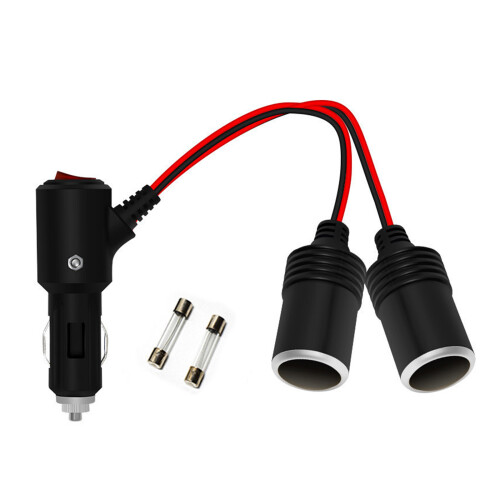 12V 24V dubbele socket lichtere splitter met schakelende-1m