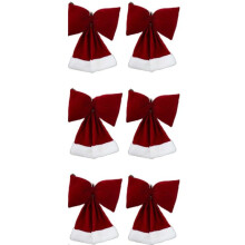 6PCS Laço de Natal Vermelho Vinho Veludo Laço de Natal Árvore de Natal Decorações Penduradas Laços de Natal Enfeites