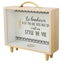 Adventure Archive Box, Travel Shadow Box, Ticket Shadow Box with Slot, 8Inch Memory Boxes for Keepsakes Wood Color