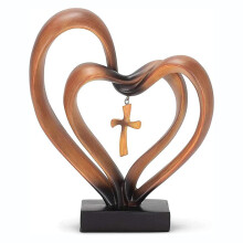 Easter Jesus Entwined Hearts Decor,with 2 Joined Hearts, Jesus Decorations for Table Christian Standing