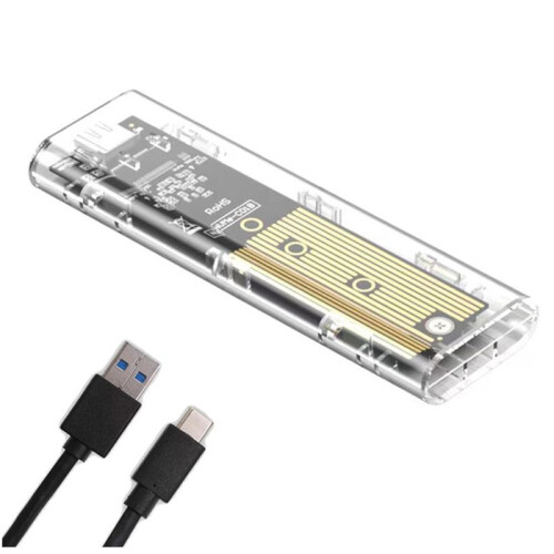 M2 SSD Enclosure M.2 NVMe+NGFF Dual Protocol SSD Enclosure USB 3.2 Gen2 10Gbps Transparent External Drive Case for PC A